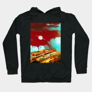 Last Stop Before Saturn - Space Collage, Retro Futurism, Sci-Fi Hoodie